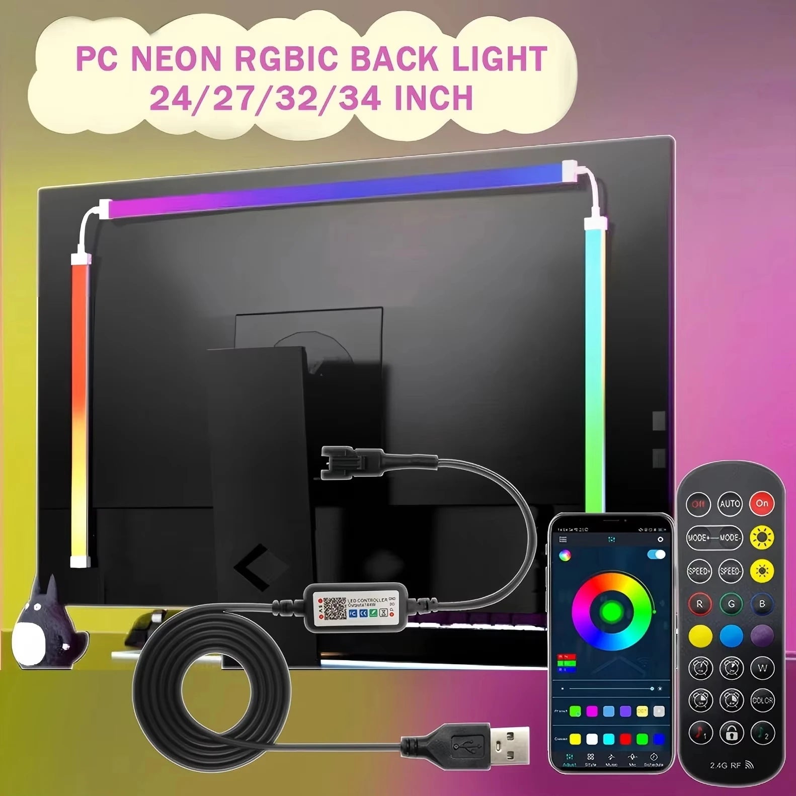 24-34inch Monitor LED RGBIC Backlight kit.