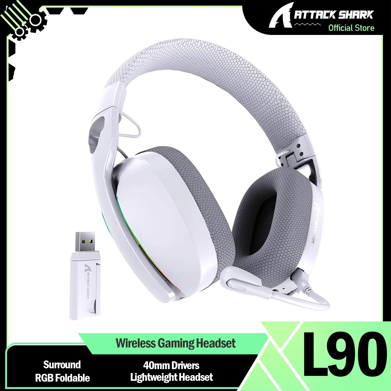 ATTACK SHARK L90 Ultralight Wireless Gaming Headset.